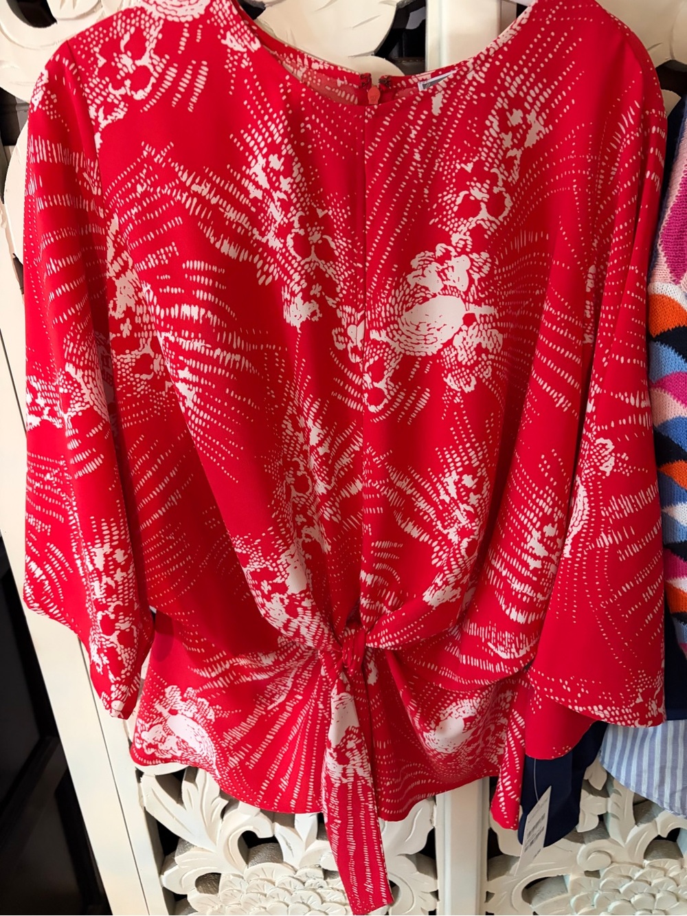 NWT-Chelsea 28 -Large Red Floral Tie-Front Women's Top